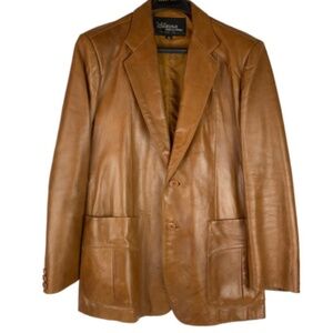 Vintage Wilsons Leather Men's Western Blazer Jacket Size 44 Soft Brown